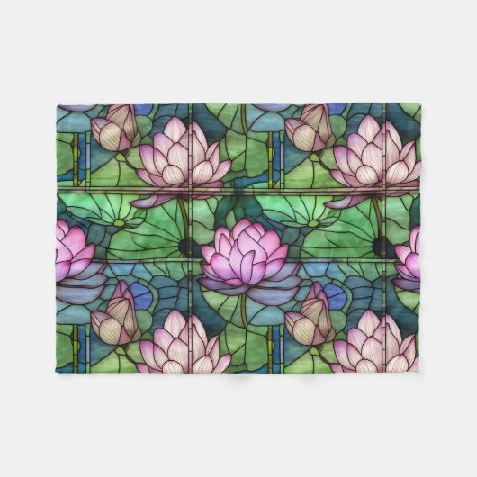 Glas in lood Lotus Fleece Deken (Voorkant (Horizontaal))
