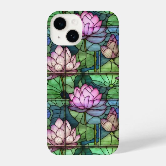 Glas in lood Lotus iPhone 14 Slim Fit Hoesje iPhone Hoesje (Achterkant)