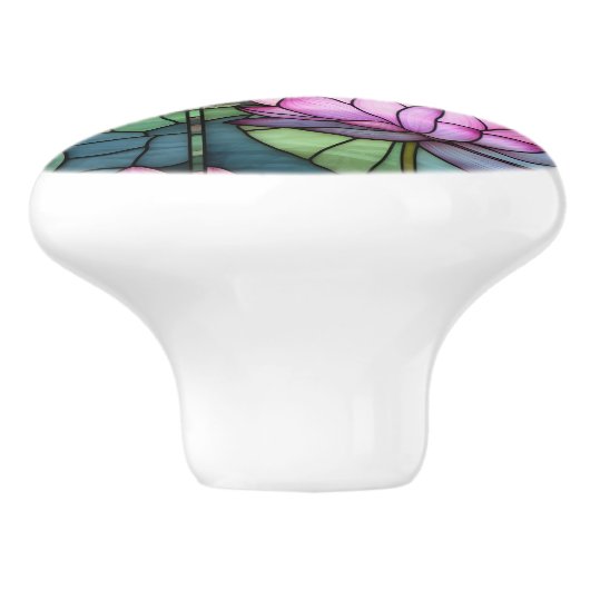 Glas in lood Lotus Keramische Pull Knop (Zijkant)