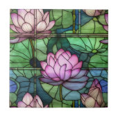 Glas in lood Lotus keramische Tegel Tegeltje (Voorkant)