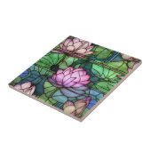 Glas in lood Lotus keramische Tegel Tegeltje (Zijkant)