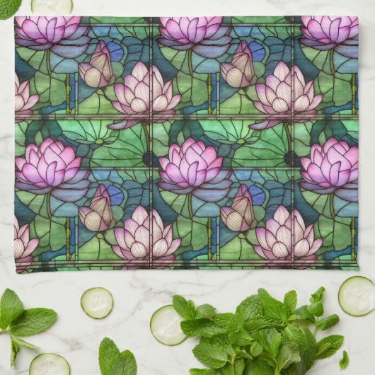 Glas in lood Lotus keukenhanddoek (Gevouwen)