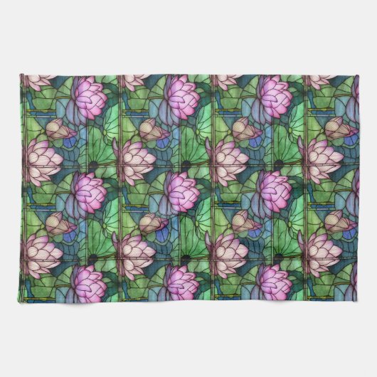 Glas in lood Lotus keukenhanddoek (Horizontaal)