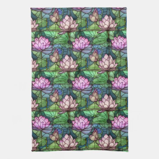 Glas in lood Lotus keukenhanddoek (Verticaal)