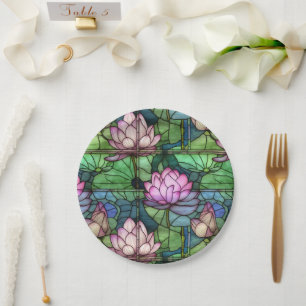Glas in lood Lotus Papier Borden Papieren Bordje