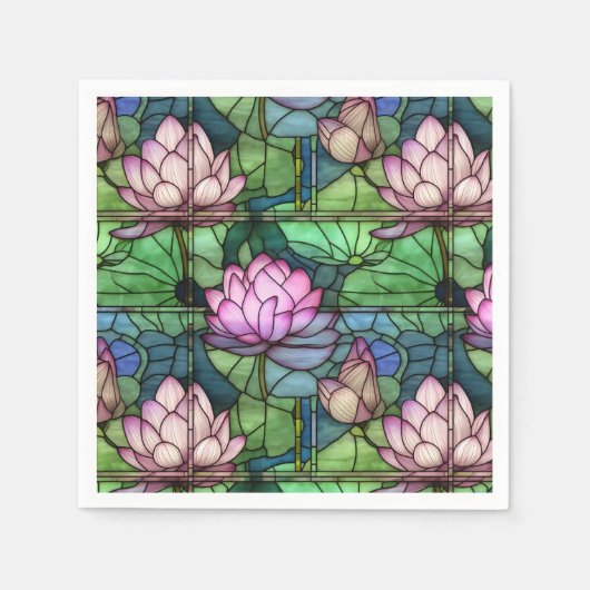 Glas in lood Lotus papieren servetten (Voorkant)