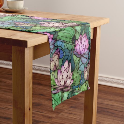 Glas in lood Lotus Table Runner Korte Tafelloper (Voorbeeld)