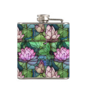 Glas in lood Lotus Vinyl Verpakte kolf Heupfles (Achterkant)