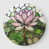 Glas in lood lotusbloem grote klok (Voorkant)