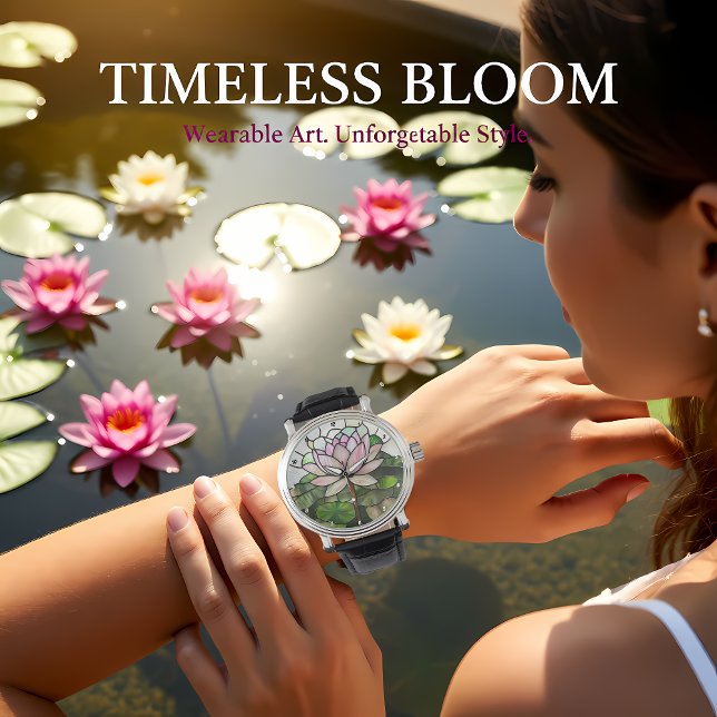 Glas-in-lood Lotusbloem  Horloge (Creator heeft geüpload)