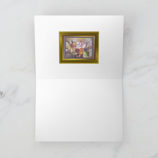 Glas in lood Luxe Flower Wenskaart Feestdagen Kaart (Binnen)