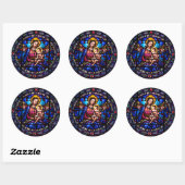 Glas in lood Maagd Maria Baby Jesus Religious Ronde Sticker (Vel)