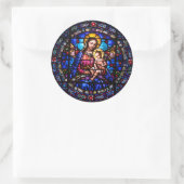 Glas in lood Maagd Maria Baby Jesus Religious Ronde Sticker (Tas)