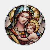 Glas in lood Maagd Maria en Jezus Glas Ornament (Achterkant)