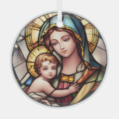 Glas in lood Maagd Maria en Jezus Ornament (Voorkant)