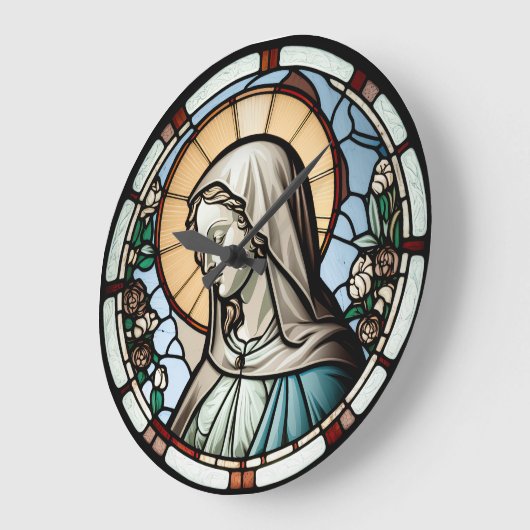 Glas in lood Maagd Mary Design Clock Grote Klok (Hoek)