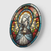Glas in lood Maagd Mary Design Clock Grote Klok (Hoek)