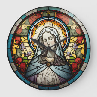 Glas in lood Maagd Mary Design Clock Grote Klok