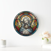 Glas in lood Maagd Mary Design Clock Grote Klok (Huis)