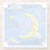 Glas in lood maan, sterren en wolken glazen onderzetter (Achterkant)