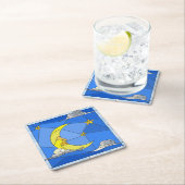 Glas in lood maan, sterren en wolken kartonnen onderzetters (Insitu)