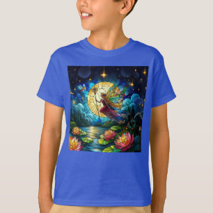 Glas-in-lood Maanlicht Vlucht Elf T-shirt