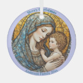 Glas-in-lood Madonna en Kind Kerst Ornament (Voorkant)