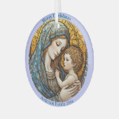 Glas-in-lood Madonna en Kind Kerst Ornament (Voorkant links)