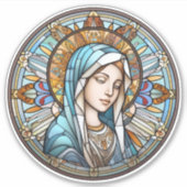Glas in lood Madonna Ronde Auto Decal Sticker (Voorkant)
