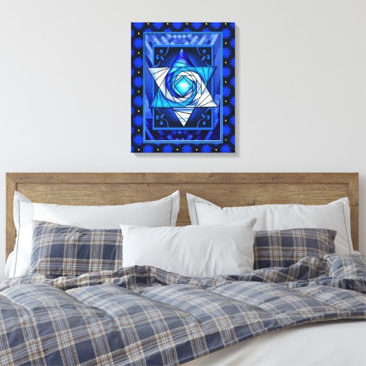 Glas in lood Magen David Quilt Canvas Afdruk (Insitu (Slaapkamer))