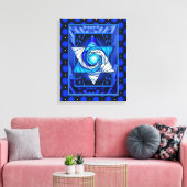 Glas in lood Magen David Quilt Canvas Afdruk (Insitu (Woonkamer))