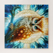 Glas in lood Majestic uil levendige abstracte kuns Legpuzzel (Horizontaal)