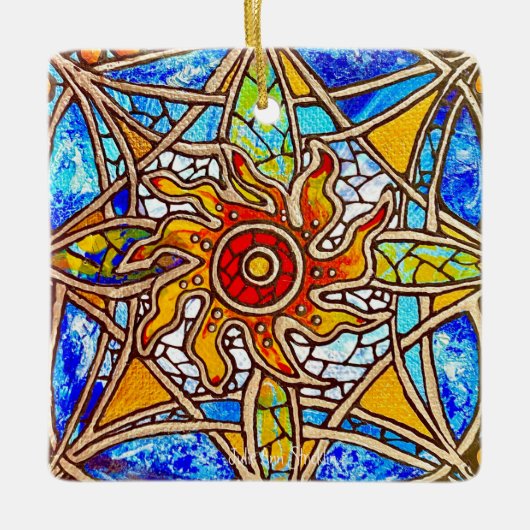 Glas in lood Mandala 40-27 van Julie Ann Stricklin Keramisch Ornament (Voorkant)