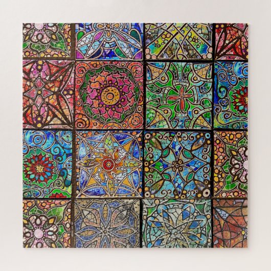 Glas in lood Mandala Patchwork Legpuzzel (Horizontaal)