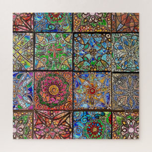 Glas in lood Mandala Patchwork Legpuzzel