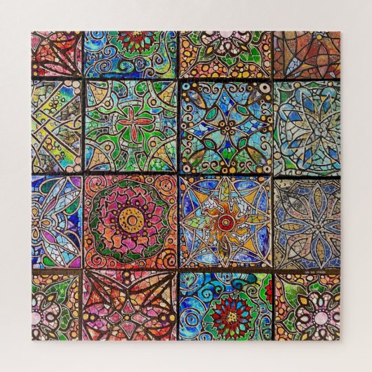Glas in lood Mandala Patchwork Legpuzzel (Verticaal)
