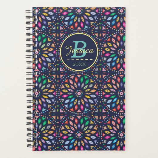 Glas in lood Mandala Patroon Gepersonaliseerd Planner (Voorkant)