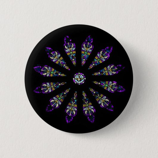 Glas in lood Mandala Pin Ronde Button 5,7 Cm (Voorkant)