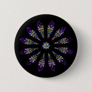 Glas in lood Mandala Pin Ronde Button 5,7 Cm