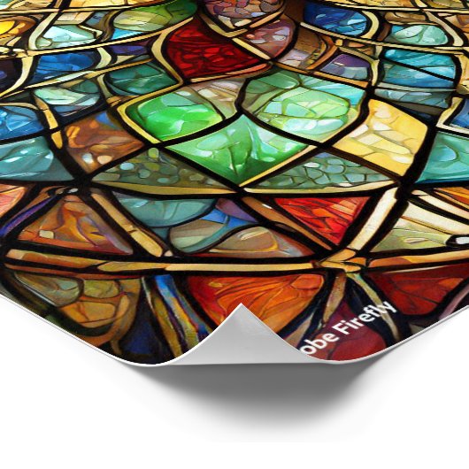 Glas in lood mandala unframed poster (Hoek)