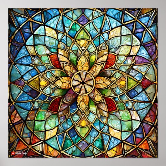 Glas in lood mandala unframed poster (Voorkant)