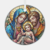 Glas in lood Maria, Jozef en Jezus Glas Ornament (Voorkant)