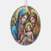 Glas in lood Maria, Jozef en Jezus Glas Ornament (Voorkant Rechts)