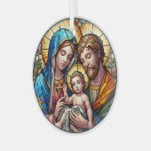 Glas in lood Maria, Jozef en Jezus Glas Ornament (Voorkant links)