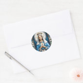 Glas in lood Maria met de Heilige Harten Ronde Sticker (Envelop)