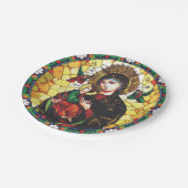 Glas in lood Mary en Jezus Papieren Bordje (Gekanteld)