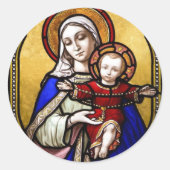 Glas in lood Mary Young Jesus Envelope Seal Ronde Sticker (Voorkant)