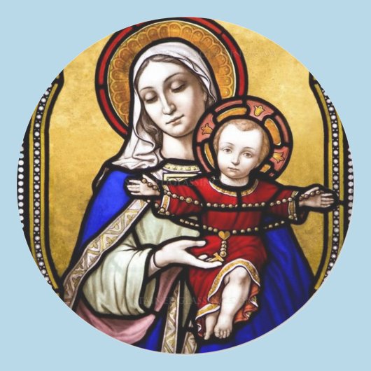 Glas in lood Mary Young Jesus Envelope Seal Ronde Sticker