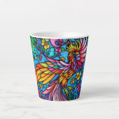 Glas in lood met bloemen en vogels latte mok (Voorkant)
