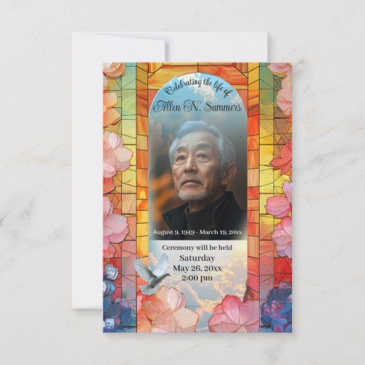 Glas in lood met Dove Funeral Aankondiging (Voorkant)